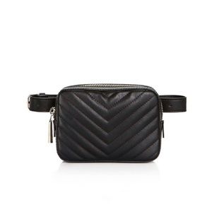 Black Quilted Belt Bag
